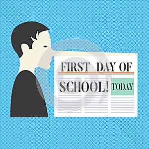 Conceptual hand writing showing First Day Of School. Business photo text Return to classroom Study again Education
