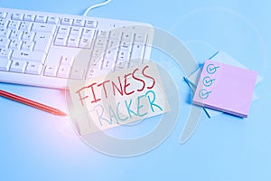 Conceptual hand writing showing Fitness Tracker. Business photo text device that records a demonstratings daily physical activity