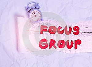 Conceptual hand writing showing Focus Group. Business photo text showing assembled to participate in discussion about