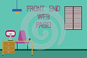 Conceptual hand writing showing Front End Web Page. Business photo showcasing Converting data into graphical interface
