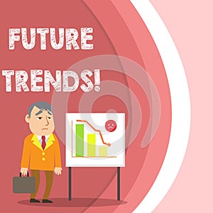 Conceptual hand writing showing Future Trends. Business photo text forecasts affecting technology customers and business
