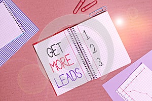 Conceptual hand writing showing Get More Leads. Business photo text Look for new clients customers followers Marketing