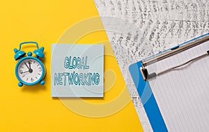 Conceptual hand writing showing Global Networking. Business photo showcasing Communication network which spans the