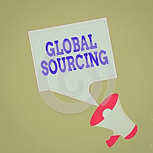 Conceptual hand writing showing Global Sourcing. Business photo showcasing practice of sourcing from the global market for goods photo