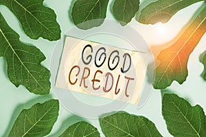 Conceptual hand writing showing Good Credit. Business photo showcasing borrower has a relatively high credit score and