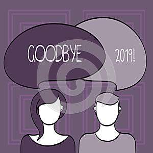Conceptual hand writing showing Goodbye 2019. Business photo showcasing express good wishes when parting or at the end