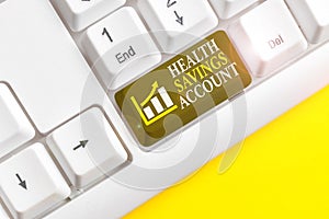 Conceptual hand writing showing Health Savings Account. Business photo text users with High Deductible Health Insurance photo