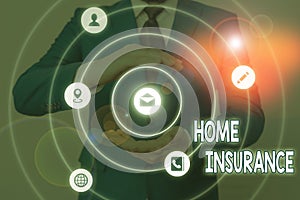 Conceptual hand writing showing Home Insurance. Business photo showcasing it covers losses and damages to an individual s is house