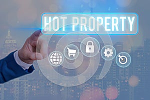 Conceptual hand writing showing Hot Property. Business photo text Something which is sought after or is Heavily Demanded