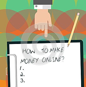 Conceptual hand writing showing How To Make Money Onlinequestion. Business photo text Strategies to get earnings on the