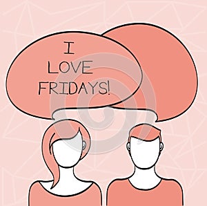 Conceptual hand writing showing I Love Fridays. Business photo showcasing Affection for the start of the weekend enjoy