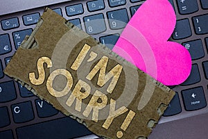 Conceptual hand writing showing I am Sorry. Business photo text To ask for forgiveness to someone you unintensionaly hurt Paperboa photo