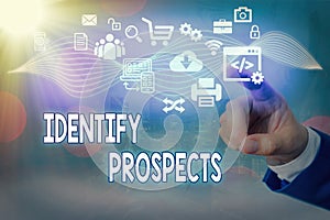 Conceptual hand writing showing Identify Prospects. Business photo text Possible client Ideal Customer Prospective Donors