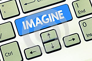 Conceptual hand writing showing Imagine. Business photo text Form mental image or concept Suppose Assume Dream