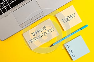 Conceptual hand writing showing Improve Productivity. Business photo text to increase the machine and process efficiency