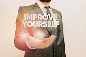 Conceptual hand writing showing Improve Yourself. Business photo text making yourself a better or more knowledgable photo