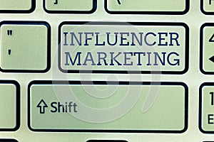 Conceptual hand writing showing Influencer Marketing. Business photo showcasing Endorser who Influence Potential Target