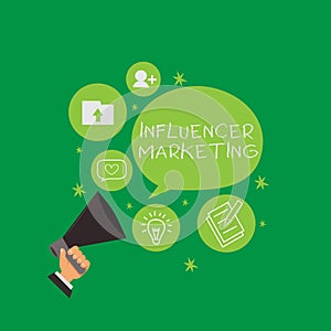 Conceptual hand writing showing Influencer Marketing. Business photo text Endorser who Influence Potential Target