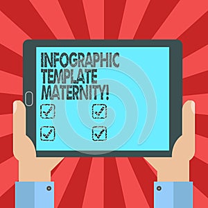 Conceptual hand writing showing Infographic Template Maternity. Business photo text Motherhood elements, material and guidelines