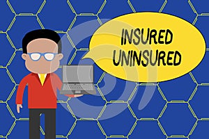 Conceptual hand writing showing Insured Uninsured. Business photo showcasing Company selling insurance Checklist to