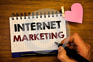 Conceptual hand writing showing Internet Marketing. Business photo text Online Commerce Networking Entrepreneur Entrepreneurship H
