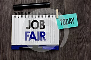 Conceptual hand writing showing Job Fair. Business photo text An event where a person can apply for a job in multiple companies Id