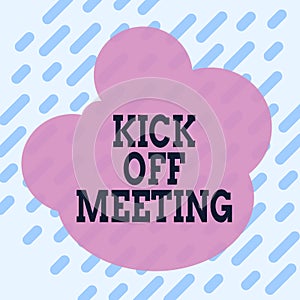 Conceptual hand writing showing Kick Off Meeting. Business photo showcasing getting fired from your team private talking
