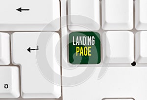 Conceptual hand writing showing Landing Page. Business photo showcasing Website accessed by clicking a link on another