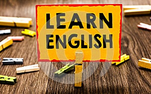 Conceptual hand writing showing Learn English. Business photo showcasing Universal Language Easy Communication and Understand Clot