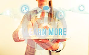 Conceptual hand writing showing Learn More. Business photo text knowledge or skill acquired by instruction Considerable