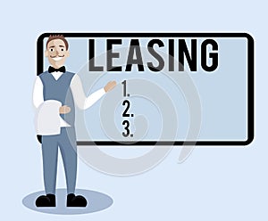 Conceptual hand writing showing Leasing. Business photo text Grant on lease Rent Agreement between two parties Contract