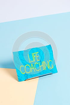 Conceptual hand writing showing Life Coaching. Business photo showcasing Improve Lives by Challenges Encourages us in our Careers