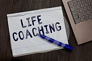 Conceptual hand writing showing Life Coaching. Business photo text Improve Lives by Challenges Encourages us in our Careers Open n