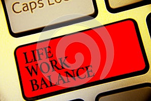 Conceptual hand writing showing Life Work Balance. Business photo text stability person needs between his job and personal time Sy