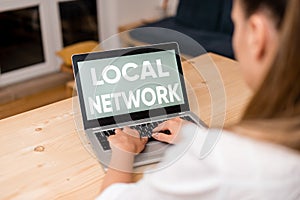 Conceptual hand writing showing Local Network. Business photo text Intranet LAN Radio Waves DSL Boradband Switch photo
