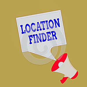 Conceptual hand writing showing Location Finder. Business photo showcasing A service featured to find the address of a selected
