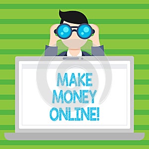 Conceptual hand writing showing Make Money Online. Business photo text Business Ecommerce Ebusiness Innovation Web