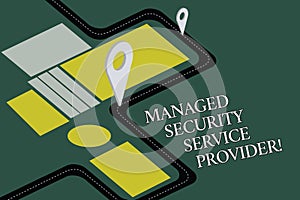 Conceptual hand writing showing Managed Security Service Provider. Business photo text Safety data technology