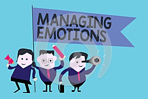 Conceptual hand writing showing Managing Emotions. Business photo text Controlling feelings in oneself Maintain composure photo
