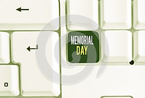 Conceptual hand writing showing Memorial Day. Business photo showcasing To honor and remembering those who died in
