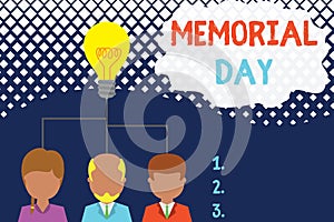 Conceptual hand writing showing Memorial Day. Business photo text remembering the military demonstratingnel who died in service