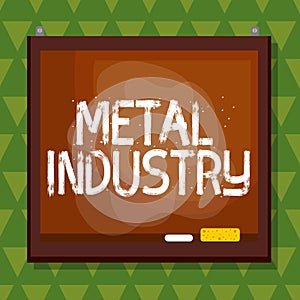 Conceptual hand writing showing Metal Industry. Business photo showcasing primarily concerned with metallurgy and