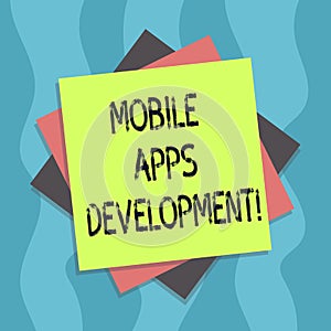Conceptual hand writing showing Mobile Apps Development. Business photo text Process of developing mobile app for digital devices