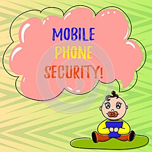 Conceptual hand writing showing Mobile Phone Security. Business photo showcasing secure data on mobile devices Wireless