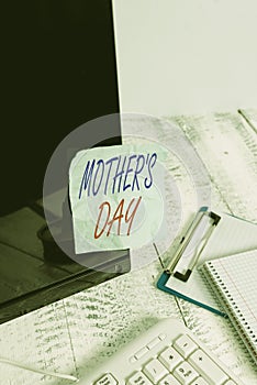 Conceptual hand writing showing Mother S Day. Business photo text a celebration honoring the mother of the family or