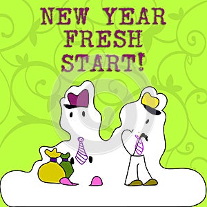 Conceptual hand writing showing New Year Fresh Start. Business photo showcasing Time to follow resolutions reach out