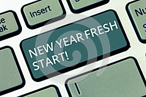 Conceptual hand writing showing New Year Fresh Start. Business photo text Time to follow resolutions reach out dream job