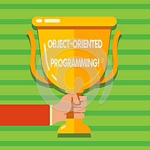 Conceptual hand writing showing Object Oriented Programming. Business photo text Language model objects rather than