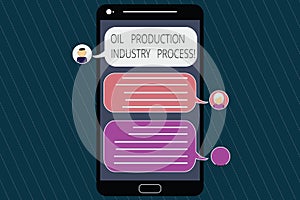 Conceptual hand writing showing Oil Production Industry Process. Business photo showcasing Petroleum company industrial processing