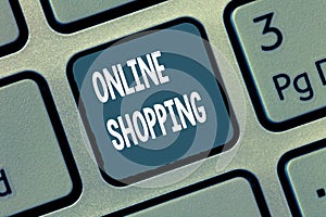 Conceptual hand writing showing Online Shopping. Business photo showcasing allows consumers to buy their goods over the Internet